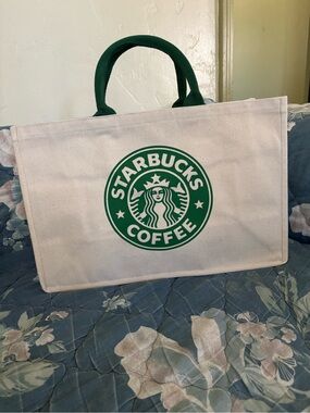 Starbucks White Canvas Tote new
